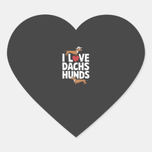 Jag älskar dachshundar rolig grafik för hundälskar hjärtformat klistermärke