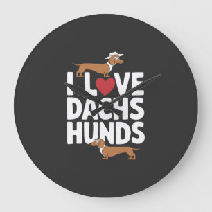 Jag älskar dachshundar Rolig grafik för hundälskar Stor Klocka