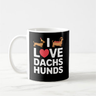Jag älskar dachshundar Rolig illustration med cool Kaffemugg
