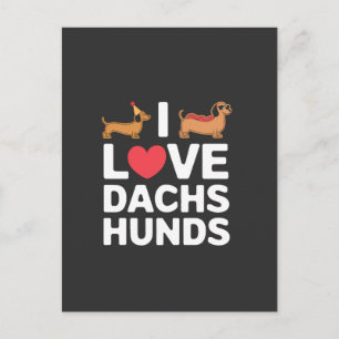 Jag älskar dachshundar Rolig illustration med cool Vykort