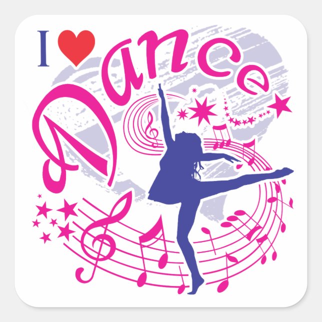 Jag älskar Dance Fyrkantigt Klistermärke (Framsida)