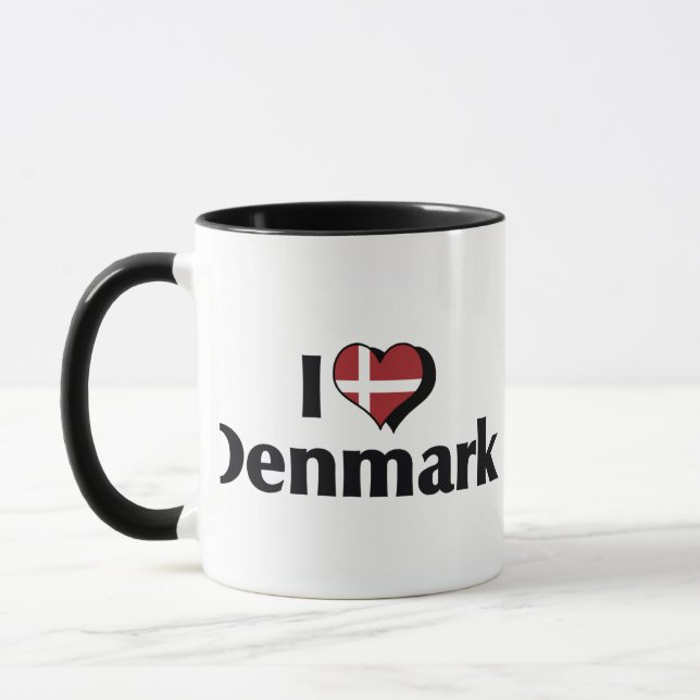 Jag älskar Danmark Flagga Mugg (Vänster)