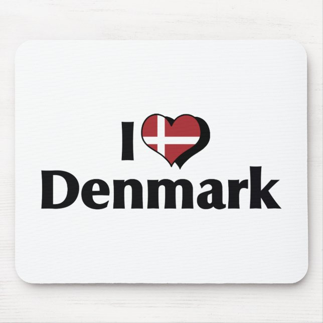 Jag älskar Danmark Flagga Musmatta (Framsidan)