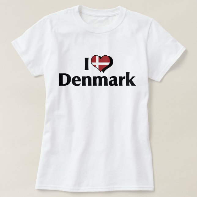 Jag älskar Danmark Flagga Tee Shirt (Design framsida)