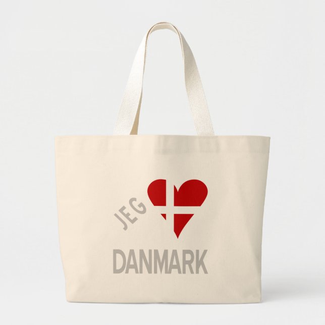 Jag älskar Danmark Grå Jumbo Tygkasse (Framsidan)