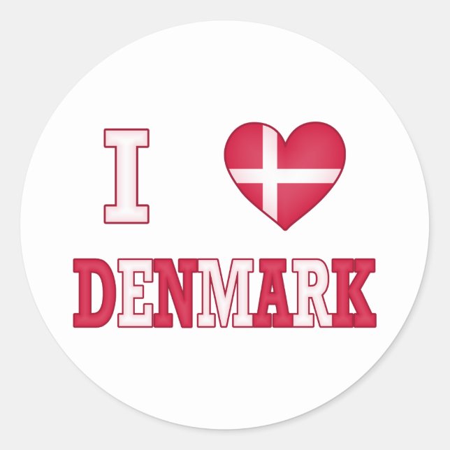 Jag älskar Danmark Runt Klistermärke (Front)
