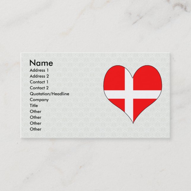 Jag älskar Danmark Visitkort (Framsida)