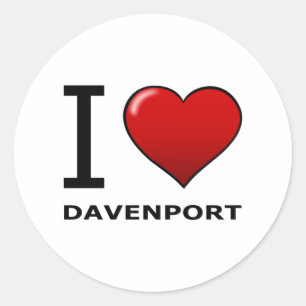 JAG ÄLSKAR DAVENPORT, IA - IOWA RUNT KLISTERMÄRKE
