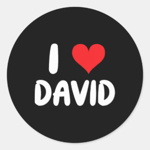 Jag älskar David - Hjärta  Runt Klistermärke