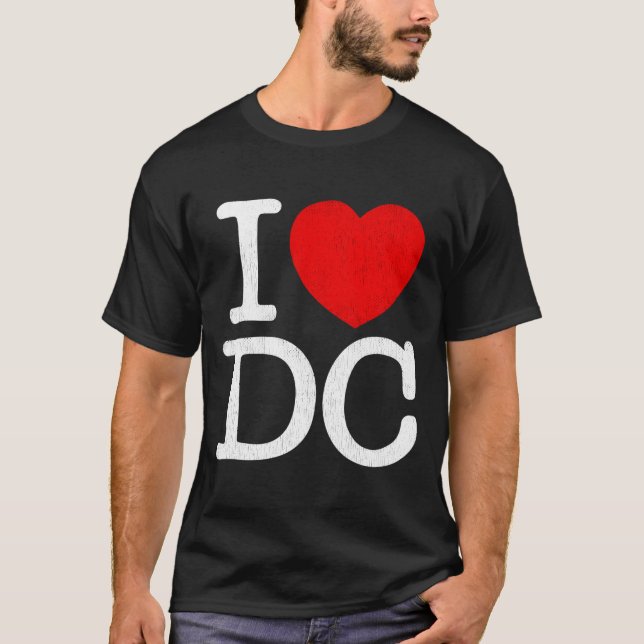 Jag älskar Dc Washington Distressed I He Dc T Shirt (Framsida)