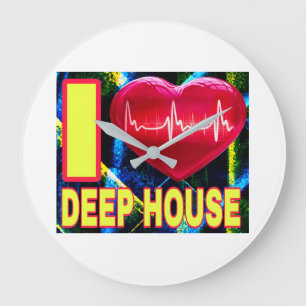 JAG ÄLSKAR DEEP HOUSE GULA TECKENSNITT STOR KLOCKA