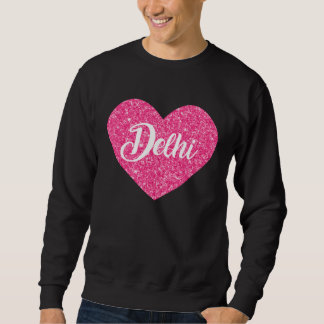 Jag älskar Delhi Indien Rosa Hjärta Resa För Kvinn Lång Ärmad Tröja