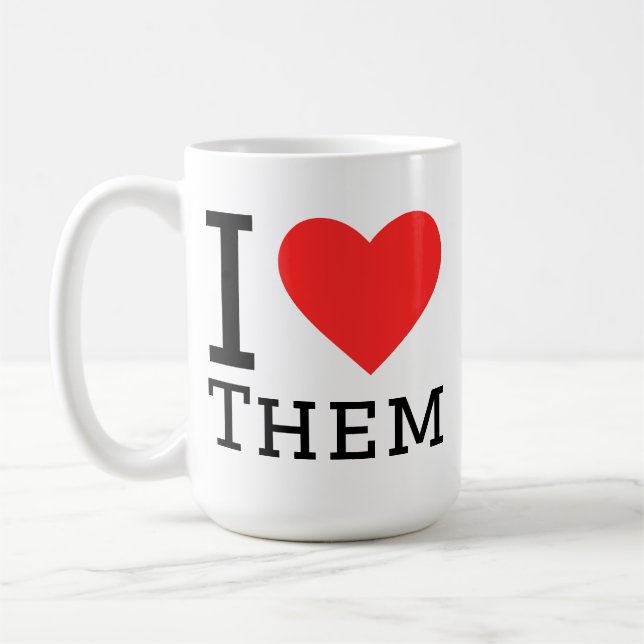 Jag älskar dem fyrkantiga dekalen kaffemugg (Vänster)