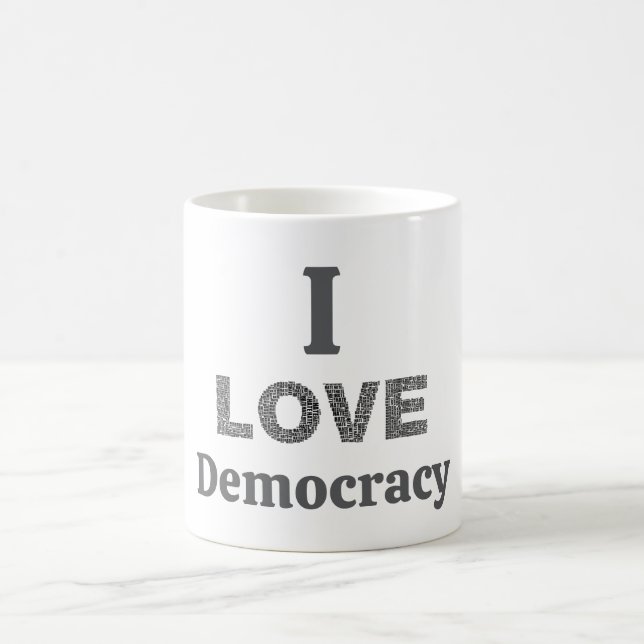 Jag älskar demokrati kaffemugg (Center)