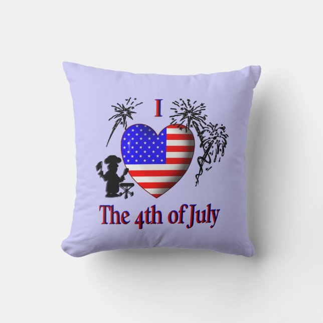 Jag älskar den 4 juli amerikanska Mojo-kudde Kudde (Framsida)