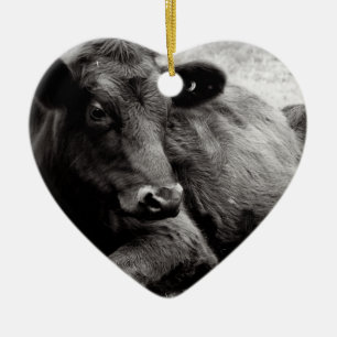 Jag älskar den Angus nötköttkon Julgransprydnad Keramik