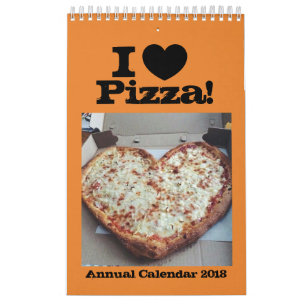 Jag älskar den årliga kalendern 2018 för Pizza Kalender