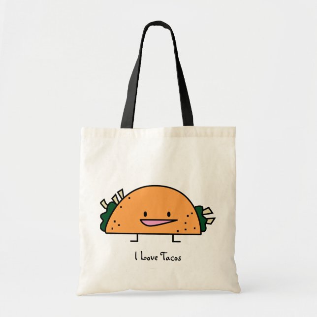 Jag älskar den återvinningsbara tacosen hänger lös tygkasse (Framsidan)