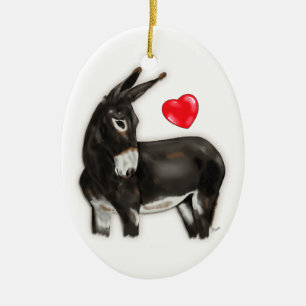 Jag älskar den blygsamma åsnan för åsnor julgransprydnad keramik