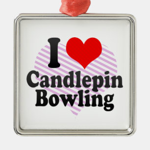 Jag älskar den Candlepin bowlingen Julgransprydnad Metall