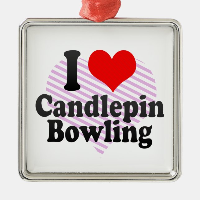 Jag älskar den Candlepin bowlingen Julgransprydnad Metall (Framsidan)