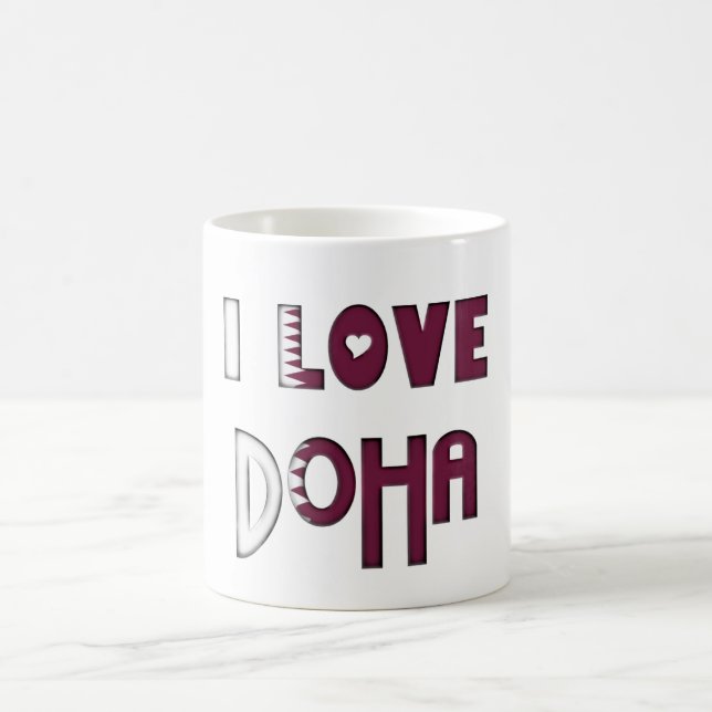 Jag älskar den Doha flagga av den qatariska Kaffemugg (Center)