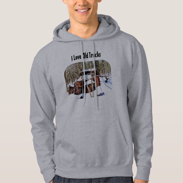 Jag älskar den gammala lastbiltröjan hoodie (Framsida)