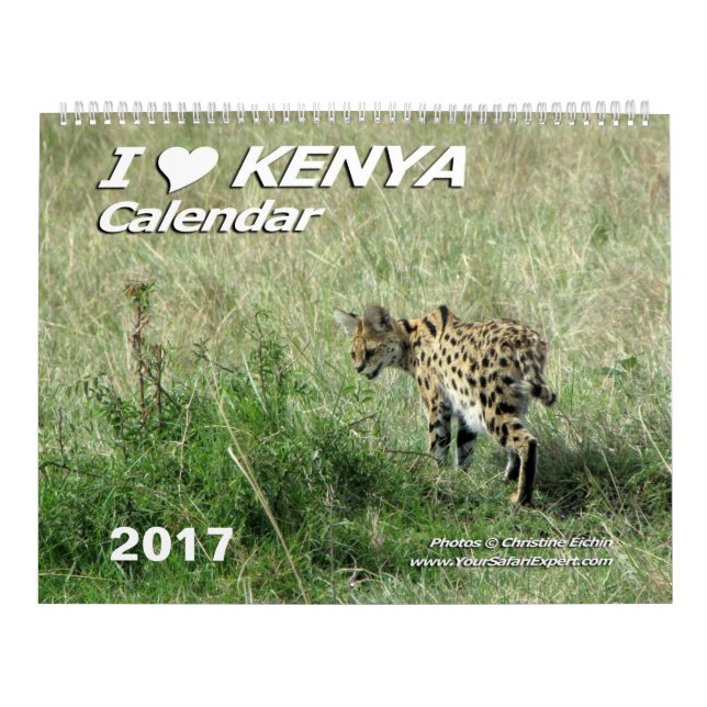 JAG ÄLSKAR den KENYA kalendern (Två-Sidan) Kalender (Omslag)