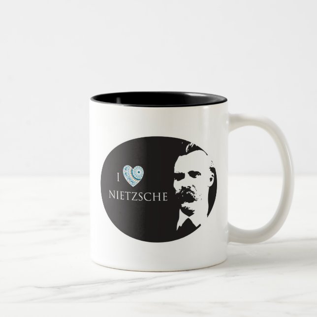 Jag älskar den Nietzsche muggen Två-Tonad Mugg (Höger)