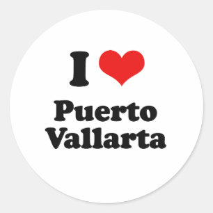 Jag älskar den Puerto Vallarta tshirten Runt Klistermärke