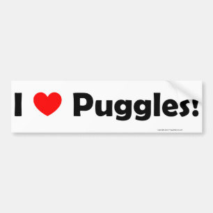 Jag älskar den Puggles bildekalet Bildekal
