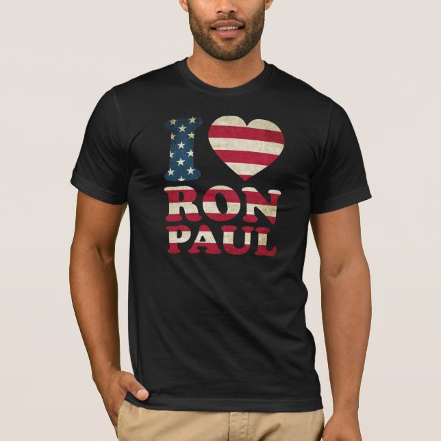 Jag älskar den Ron Paul flagga Tee Shirt (Framsida)