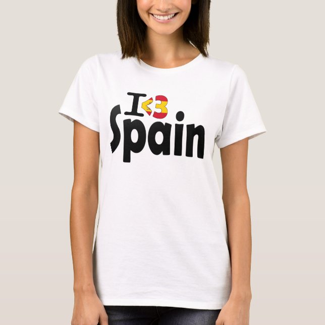 Jag älskar den Spanien flaggaT-tröja Tee Shirt (Framsida)