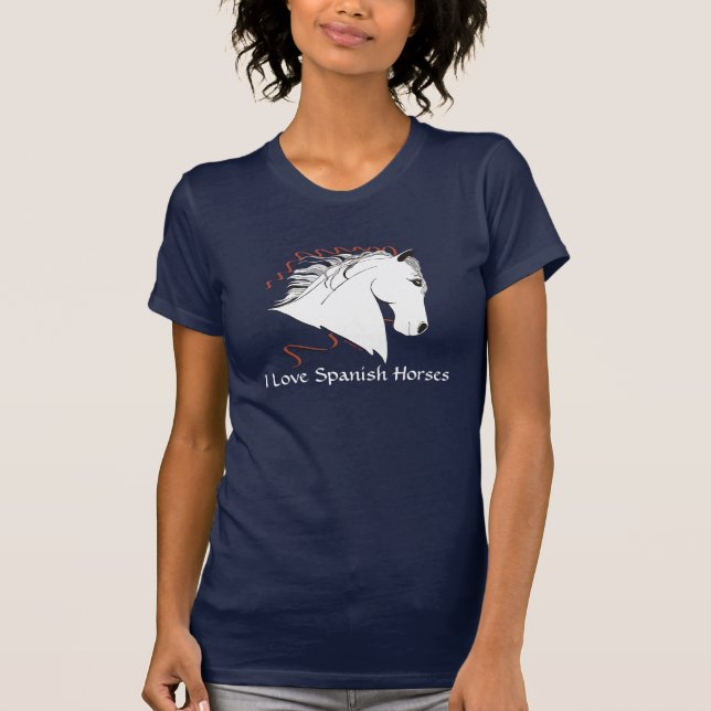 Jag älskar den spanska T-tröja för hästdammörk Tee Shirt (Framsida)