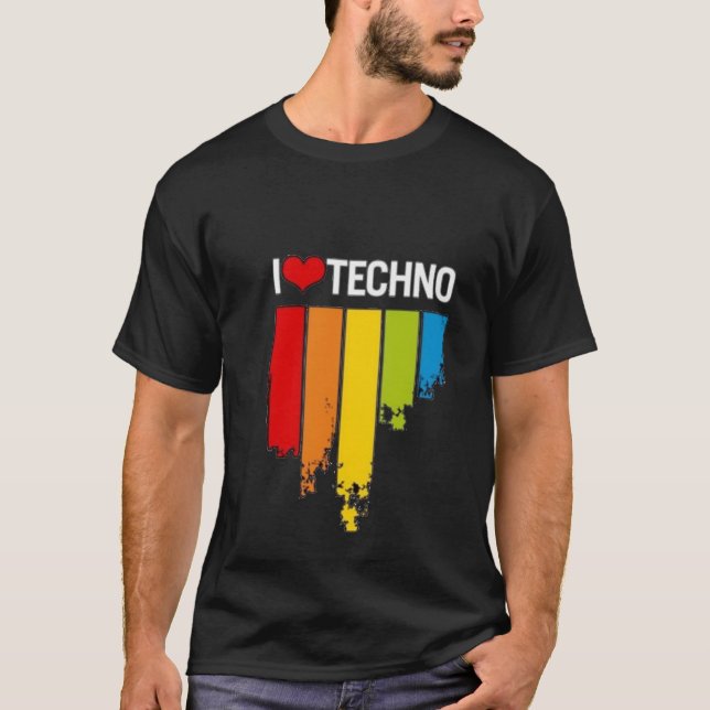 Jag älskar den Techno T-tröja Tee Shirt (Framsida)