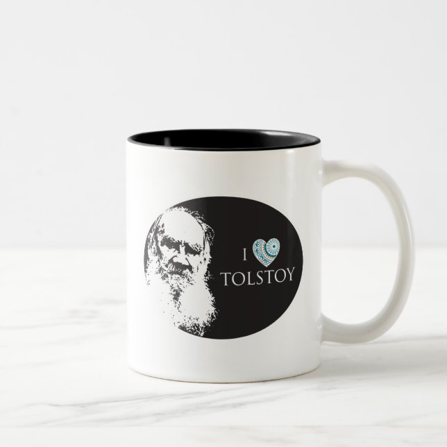 Jag älskar den Tolstoy muggen Två-Tonad Mugg (Höger)