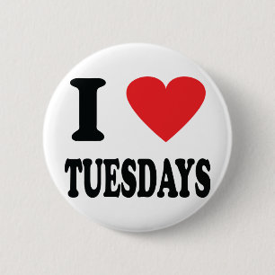 Jag älskar den tuesdays symbolen knapp