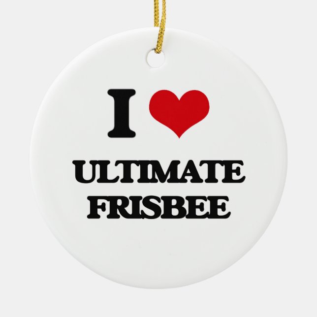 Jag älskar den ultimat frisbeen julgransprydnad keramik (Framsidan)