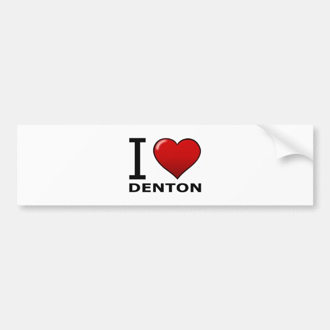 JAG ÄLSKAR DENTON, TX - TEXAS BILDEKAL (Framsidan)