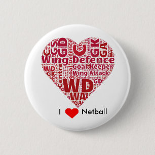 Jag älskar design för Netballordkonst Knapp