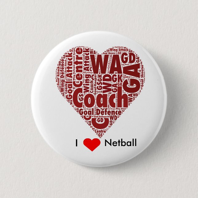 Jag älskar design för Netballordkonst Knapp (Framsida)
