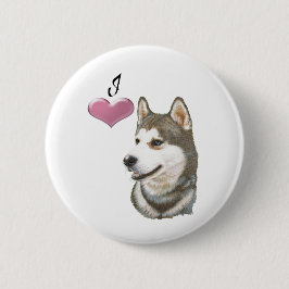 Jag älskar design för siberian huskyhundkonst knapp