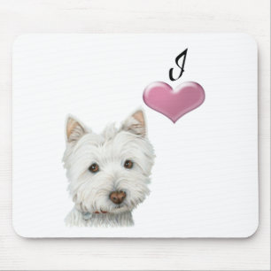 Jag älskar design för Westie hundkonst Musmatta