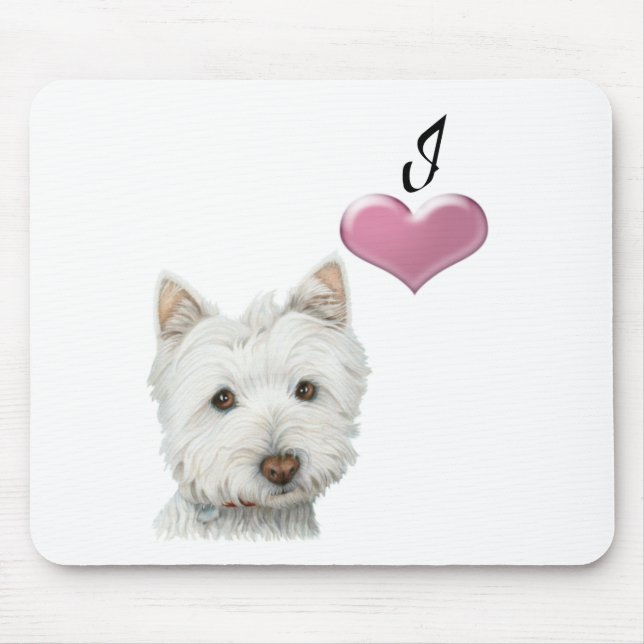 Jag älskar design för Westie hundkonst Musmatta (Framsidan)