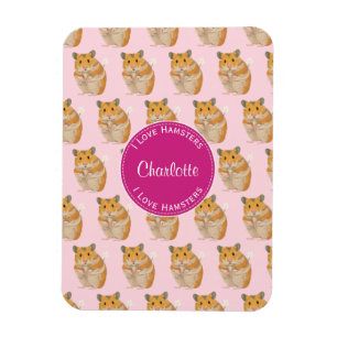 Jag älskar det rosa Hamstermönster för Hamsters Magnet