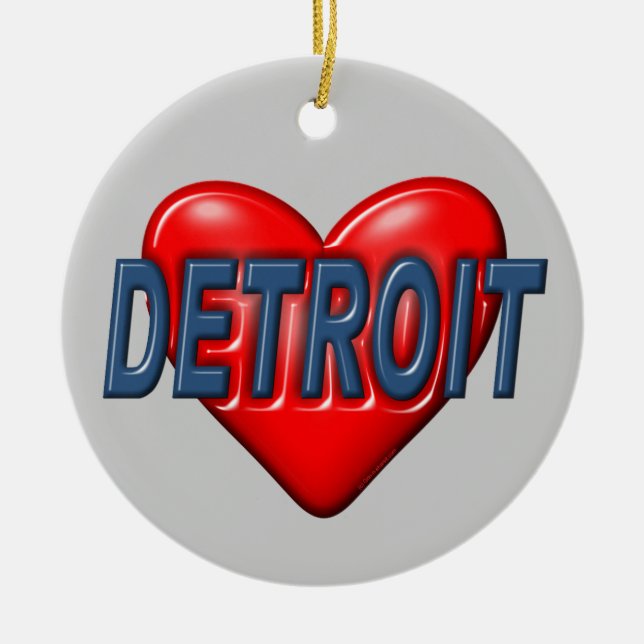 Jag älskar Detroit Julgransprydnad Keramik (Framsidan)