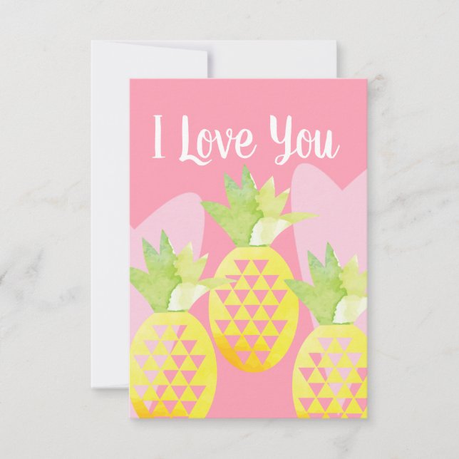 Jag älskar dig akvarell Pineapple Kort (Framsida)