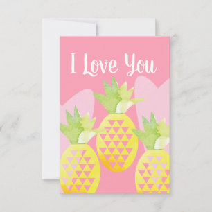 Jag älskar dig akvarell Pineapple Kort