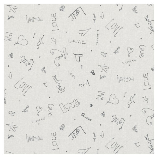 jag älskar dig alla hjärtans dag modern doodle tyg (Närbild)