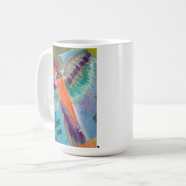 JAG ÄLSKAR DIG ängel med originalkonst Kaffemugg (Framsida vänster)